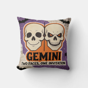 Gemini Halloween Zodiac Skelet Verjaardagscadeau Kussen