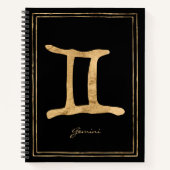 Gemini hammered gold gestileerde astrologie symboo notitieboek (Voorkant)