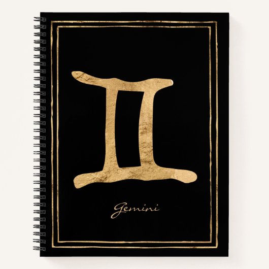 Gemini hammered gold gestileerde astrologie symboo notitieboek (Voorkant)