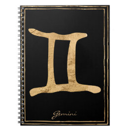 Gemini hammered goud gestileerde astrologie symboo notitieboek