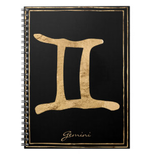Gemini hammered goud gestileerde astrologie symboo notitieboek