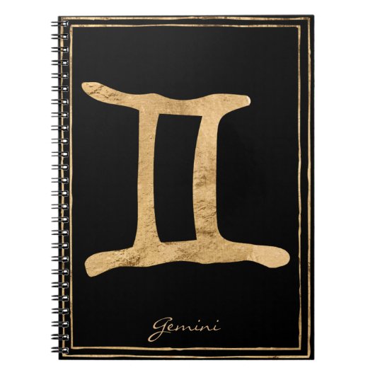 Gemini hammered goud gestileerde astrologie symboo notitieboek (Voorkant)