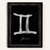 Gemini hammered Silver gestileerde astrologiesymbo Notitieboek (Voorkant)