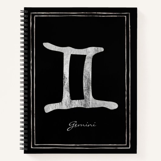 Gemini hammered Silver gestileerde astrologiesymbo Notitieboek (Voorkant)