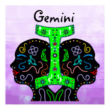 Gemini Hand Drawn Art Horoscope Sign