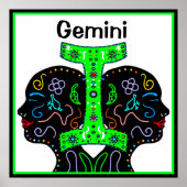 Gemini Hand Drawn Art Horoscope Sign Poster (Voorkant)