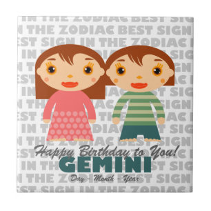 Gemini Happy Birthday Tegeltje