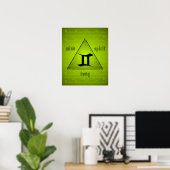 Gemini Holistic Triangle Mind Body Spirit Green Poster (Thuiskantoor)