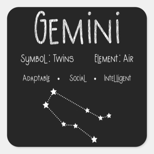 Gemini Horoscope Astrology Star Sign Birthday Gift Vierkante Sticker (Voorkant)