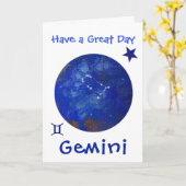Gemini Horoscope Kaart, Birthday Kaart (Gele Bloem)