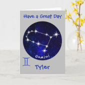 Gemini Horoscope Kaart, Birthday Kaart (Gele Bloem)