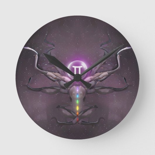 Gemini Horoscope Sign Wall-klok Ronde Klok (Voorkant)