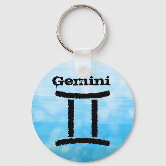 Gemini Horoscope Zodiac Symbol Blue and Black Sleutelhanger (Voorkant)