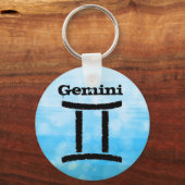 Gemini Horoscope Zodiac Symbol Blue and Black Sleutelhanger (Voorkant)