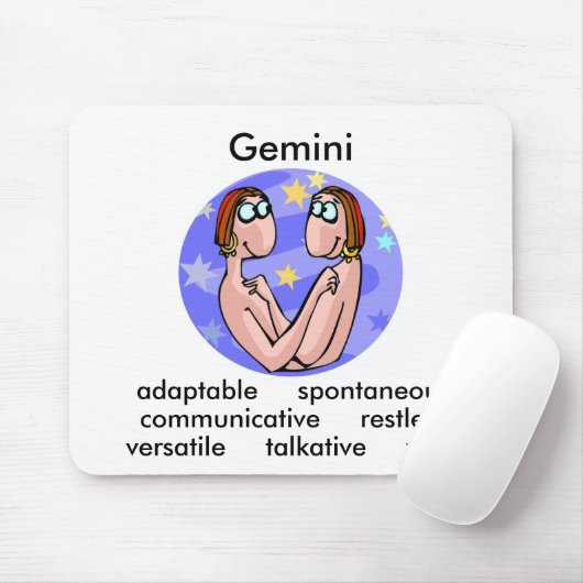  Gemini houdt zich bezig met Cute Cartoon Twins Muismat (Met muis)