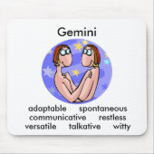  Gemini houdt zich bezig met Cute Cartoon Twins Muismat (Voorkant)