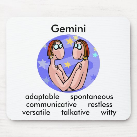  Gemini houdt zich bezig met Cute Cartoon Twins Muismat (Voorkant)