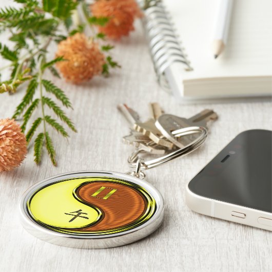 Gemini & Hout Paard Sleutelhanger (Zijkant)