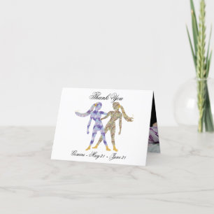 Gemini Impressionist Painting Style & Gold Harteli Bedankkaart