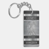 Gemini ♊ in Black en Silver Mesh Sleutelhanger (Voorkant Links)