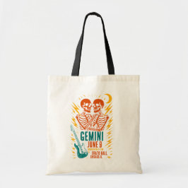Gemini in de Erato Hall: Twin-Skeleton Punkconcert Tote Bag