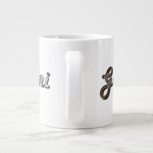 Gemini in Pearl Gemstone Grote Koffiekop (Achterkant)