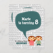 Gemini Kinder feestuitnodiging Kaart (Voorkant / Achterkant)