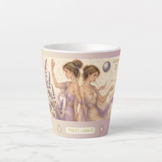 Gemini Lavender Art Nouveau Kleine Latte Mok (Voorkant)