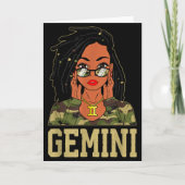 Gemini Loc'd Hair Sy Black Woman Camo Melanin Girl Kaart (Voorkant)