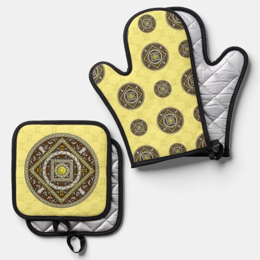 Gemini Mandala Ovenwant & Pannenlap Set (Voorkant / Achterkant)