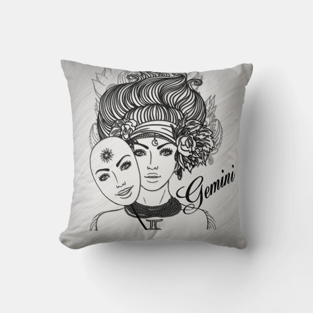 Gemini Mask Lady Zodiac Kussen (Voorkant)