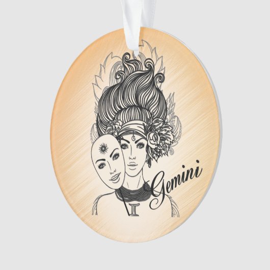 Gemini Mask Lady Zodiac Ornament (voorkant)