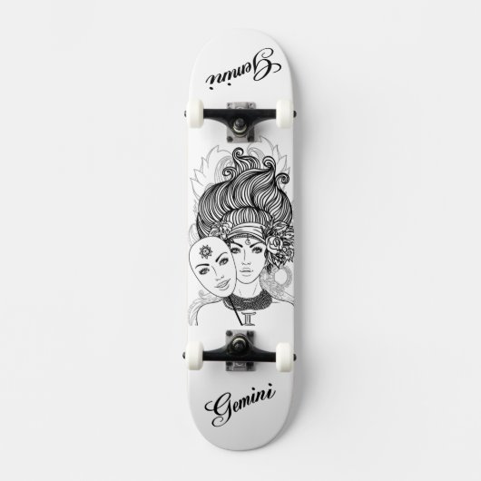 Gemini Mask Lady Zodiac Persoonlijk Skateboard (Voorkant)
