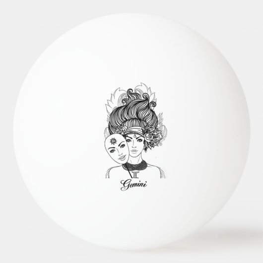 Gemini Mask Lady Zodiac Pingpongbal (Voorkant)