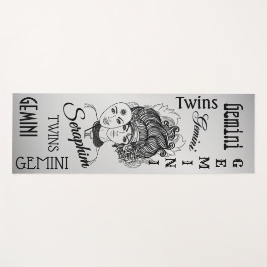Gemini Mask Lady Zodiac Silver Personal Yogamat (Voorkant (horizontaal))