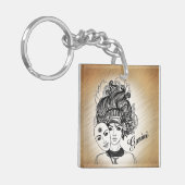 Gemini Mask Lady Zodiac Sleutelhanger (Voorkant Links)