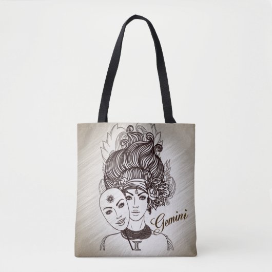 Gemini Mask Lady Zodiac Tote Bag (Voorkant)