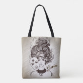 Gemini Mask Lady Zodiac Tote Bag (Achterkant)