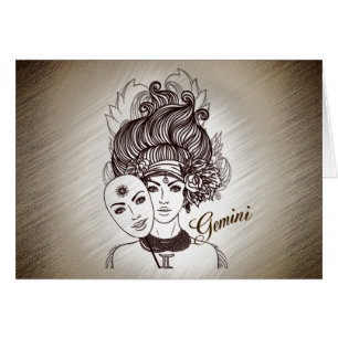 Gemini MaskLady Zodiac Rustic
