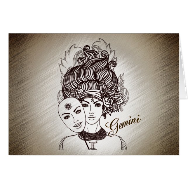 Gemini MaskLady Zodiac Rustic (Voorkant Horizontaal)