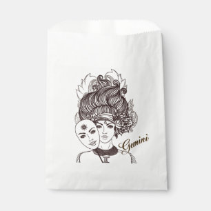 Gemini MaskLady Zodiac Rustic Bedankzakje