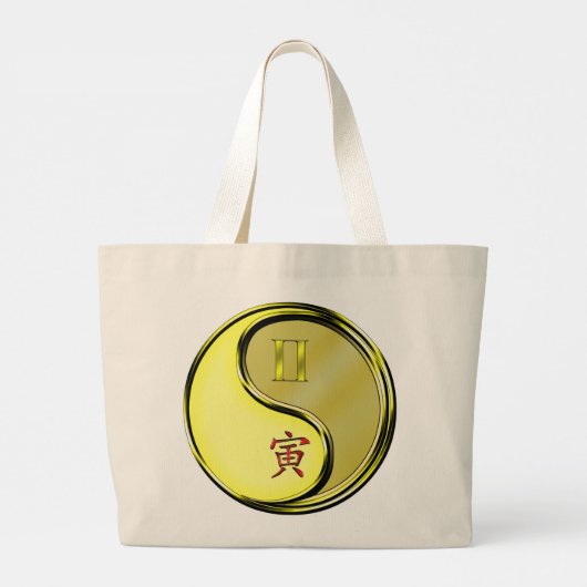 Gemini & Metalen Tijger Grote Tote Bag (Achterkant)