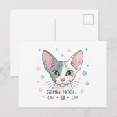 Gemini Mode Sphynx Kat Zodiac Illustratie Briefkaart (Voorkant / Achterkant)