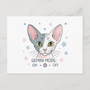 Gemini Mode Sphynx Kat Zodiac Illustratie Briefkaart