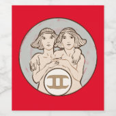 Gemini Mucha Art Nouveau Wijn Etiket (Enkel label)