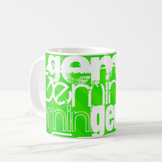 Gemini Neon Green Stripes Koffiemok (Voorkant links)