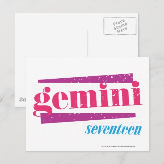 Gemini Pink Briefkaart (Voorkant / Achterkant)