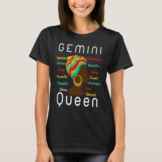 Gemini Queen Afro Horoscope May 21  June 21 T-shirt (Voorkant)