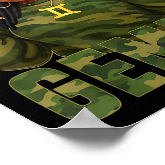 Gemini Queen Loc'd Black Woman Camo Zodiac Sign  Poster (Hoek)