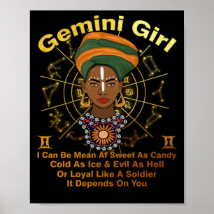 Gemini Queen Sweet als Snoep Birthday Black Women Poster